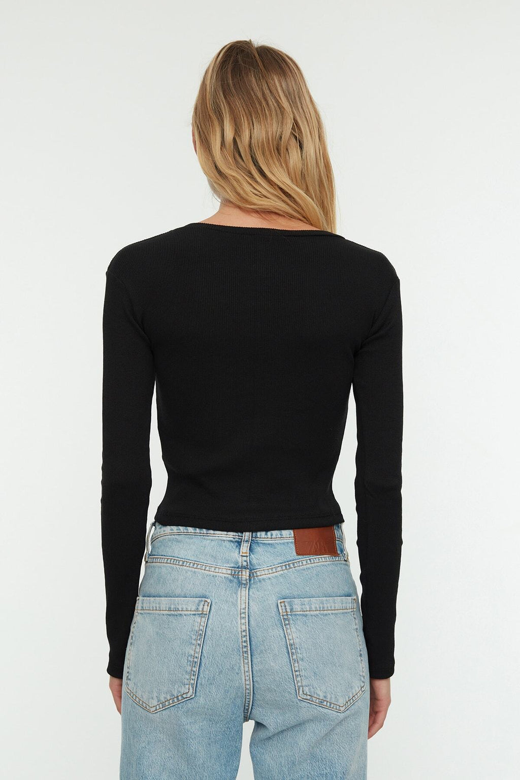 Trendyolmilla Kahverengi-Bej 2'li Paket Vücuda Oturan Bisiklet Yaka Fitilli Crop Esnek Örme Bluz TWOAW22BZ0331