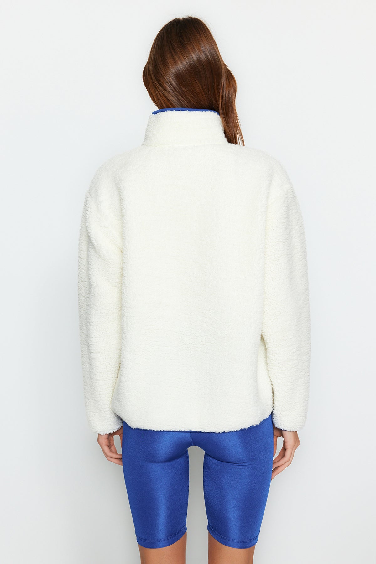 Trendyolmilla Lacivert Peluş Örme Spor Sweatshirt THMAW23SW00021