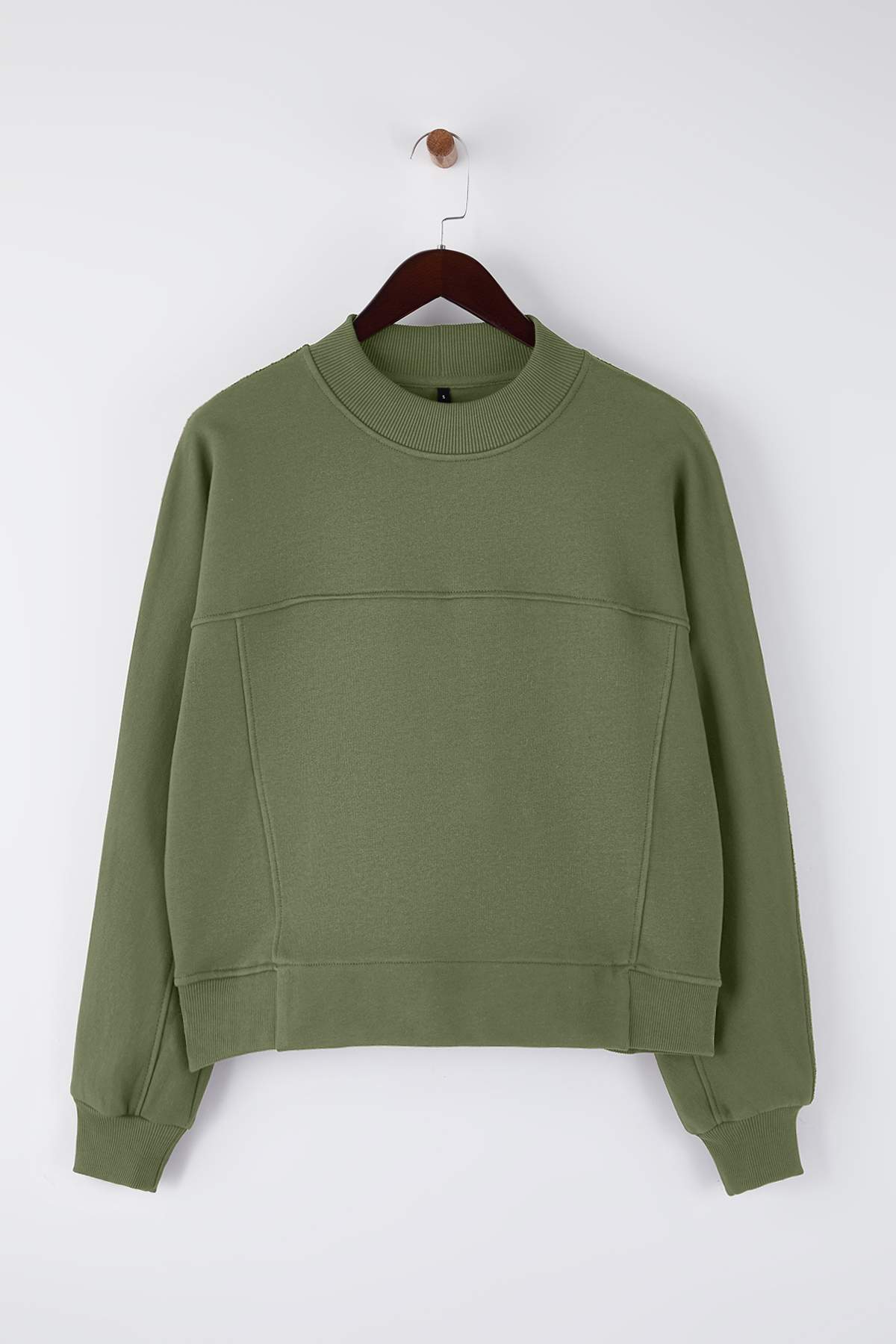 Trendyolmilla Mürdüm Premium Oversize/Geniş Kalıp Dik Yaka Kalın İçi Polarlı Örme Sweatshirt TWOAW26SW00205
