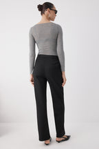 Trendyolmilla Wardrobe Essentials Siyah Bağcıklı Kışlık Tuşeli Rahat Kumaş Geniş Paça Pantolon | TWOAW26PL00012