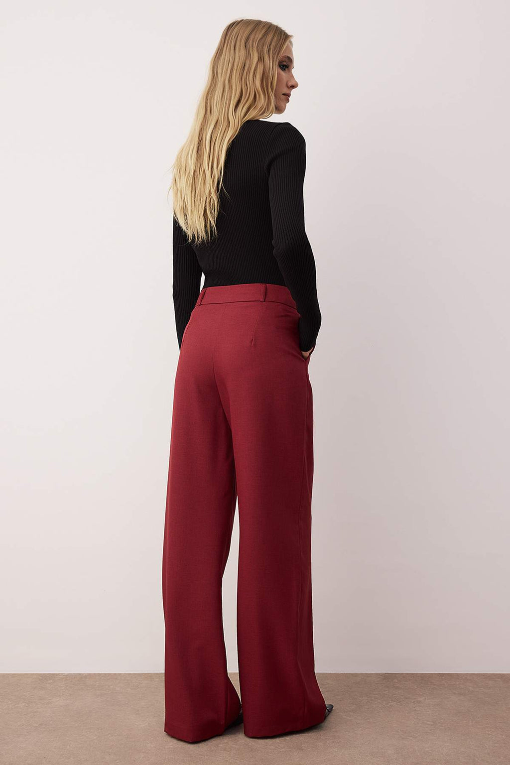 Trendyolmilla Vizon Wide Leg/Geniş Paça Pilili Dokuma Pantolon TWOAW22PL0475