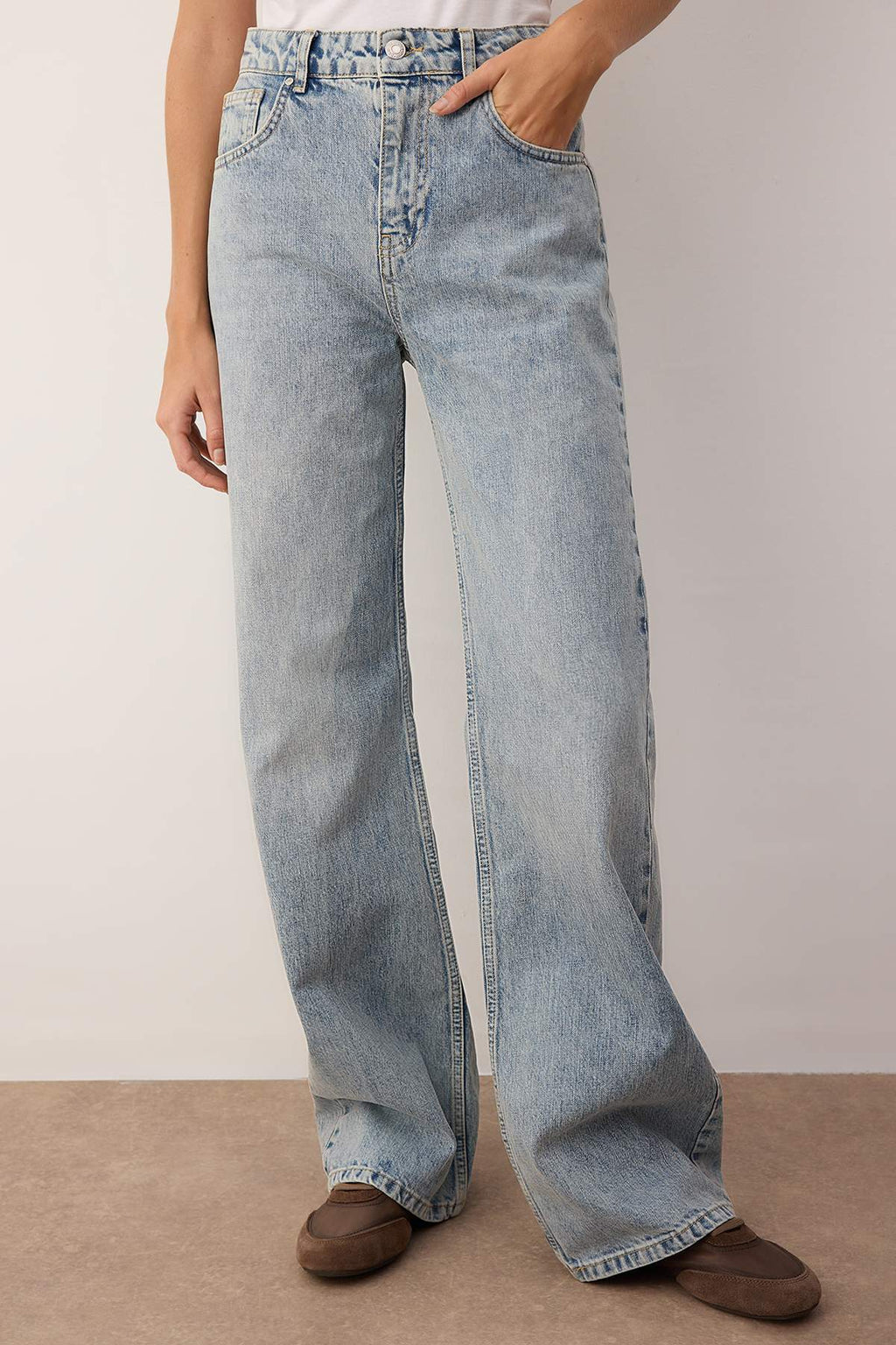 Trendyolmilla Mavi Yüksek Bel Bel Wide Leg Jeans TWOAW26JE00079