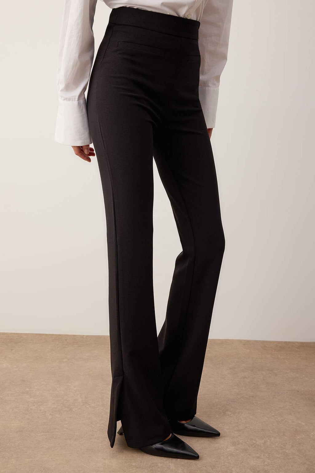 Siyah Wide Leg/Geniş Paça Esnek Kalın Örme Pantolon TWOAW26PL00073