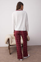 Trendyolmilla Siyah %100 Pamuklu Kalpli Ekoseli Örme Pijama Takımı THMAW26PT00063