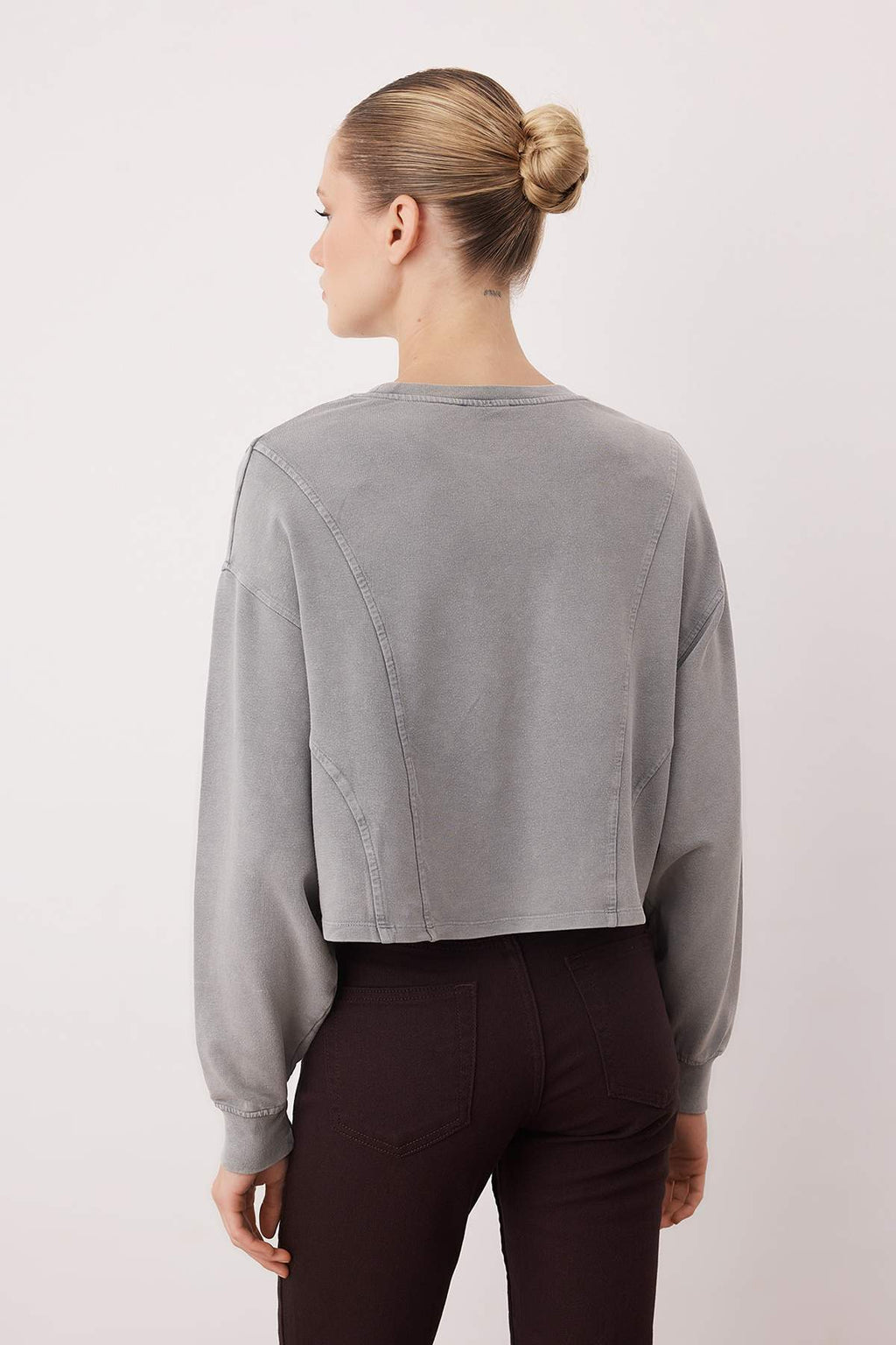 Gri Relaxed/Rahat Kalıp Dikiş Detaylı Örme Sweatshirt TWOAW26SW00237