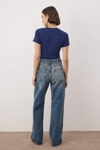 Trendyolmilla Mavi*002 Yüksek Bel Geniş Paça Wide Leg Smoke Jeans TWOAW24JE00075
