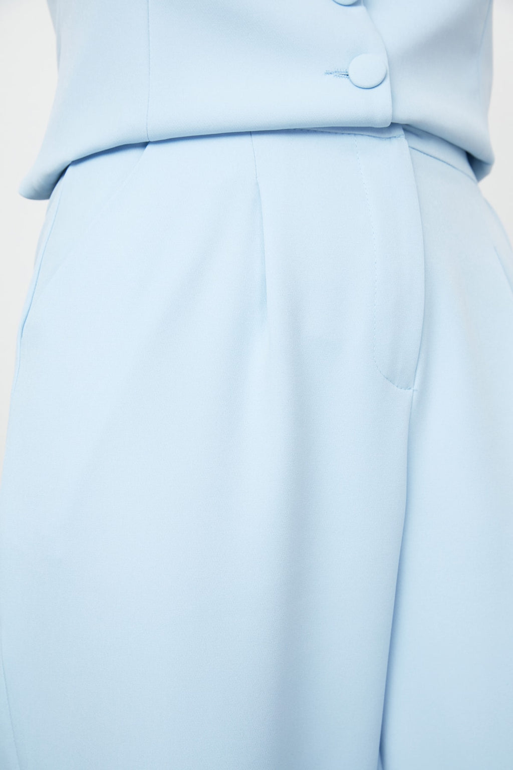 Trendyolmilla Açık Mavi Wide Leg/Geniş Paça Pilili Dokuma Kumaş Pantolon TWOSS21PL0189