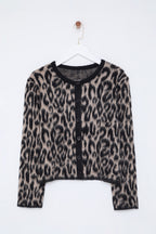 Trendyolmilla Kahverengi Leopar Desenli Triko Hırka TWOAW25HI00378