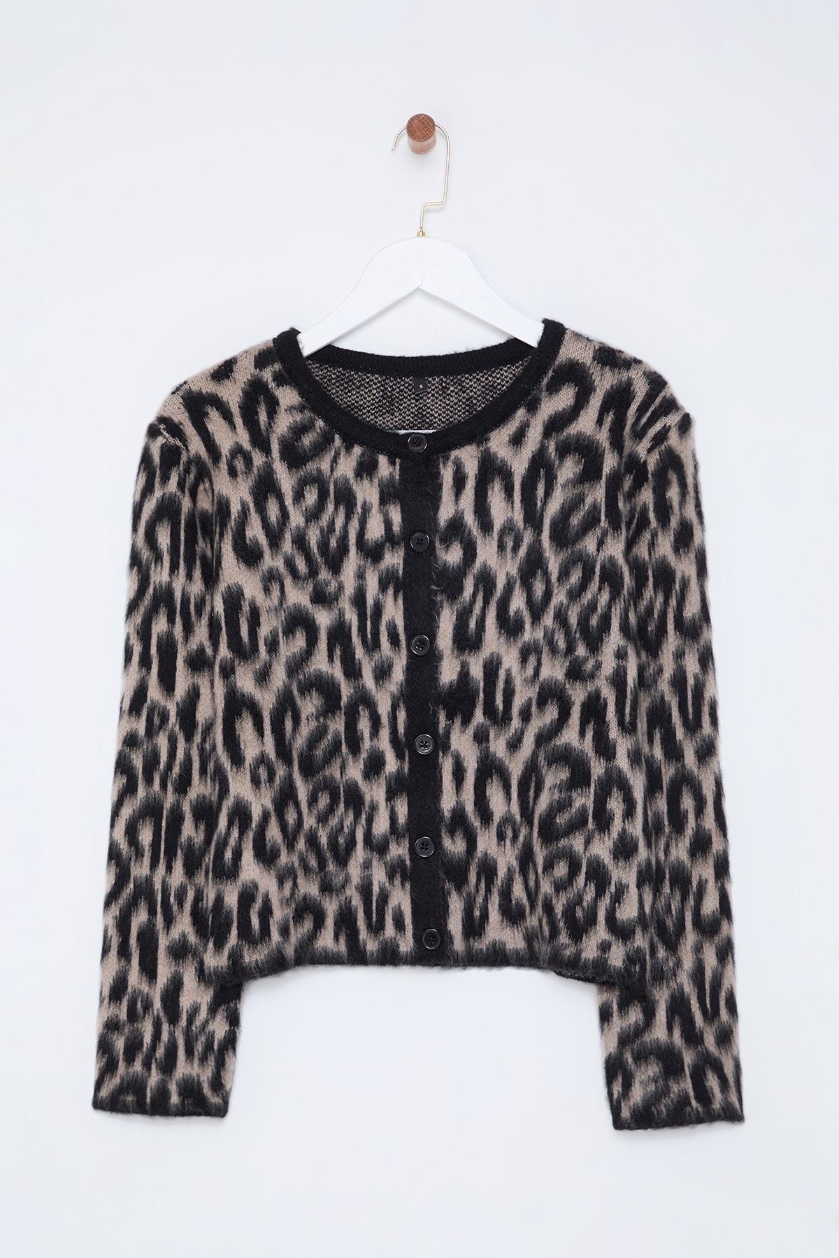 Trendyolmilla Kahverengi Leopar Desenli Triko Hırka TWOAW25HI00378