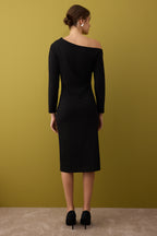 Trendyolmilla Bordo Düz Midi Asimetrik Yaka Örme Elbise TWOAW26EL00106