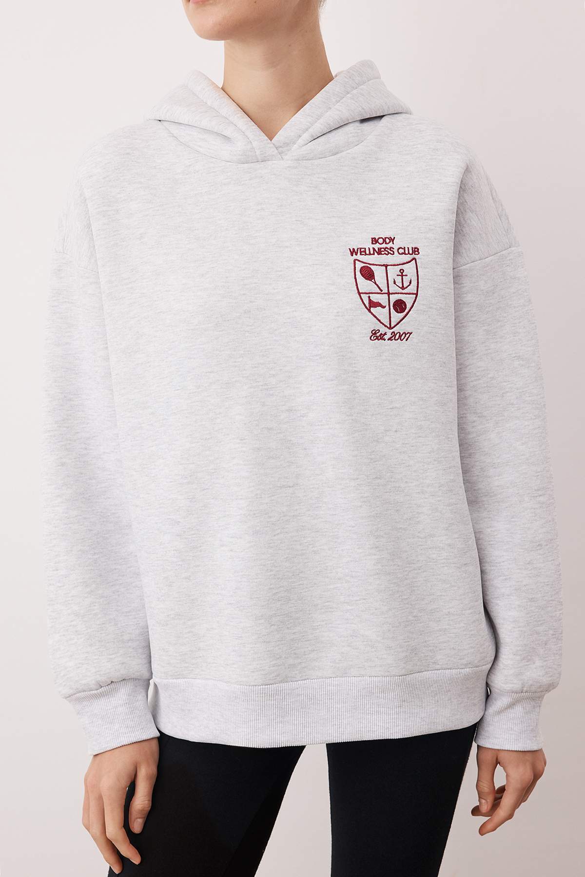Kar Melanj Nakışlı Oversize/Geniş Kalıp Kalın İçi Polarlı Örme Sweatshirt TWOAW26SW00181