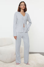 Trendyolmilla Pembe Fırçalı Soft Fitilli Hırka Örme Pijama Takımı THMAW25PT00074