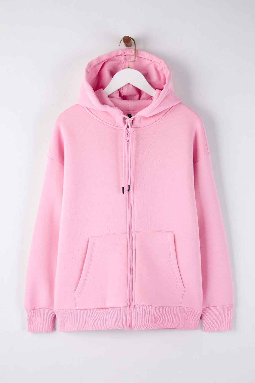 Trendyolmilla Bordo Oversize/Rahat Kesim Fermuarlı Kalın İçi Polarlı Örme Sweatshirt TWOAW24SW00188
