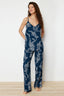 Trendyolmilla Lacivert Kaplan Desenli İp Askılı Viskon Dokuma Pijama Takımı THMSS24PT00127
