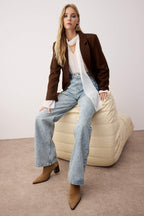 Trendyolmilla Mavi Yüksek Bel Bel Wide Leg Jeans TWOAW26JE00079