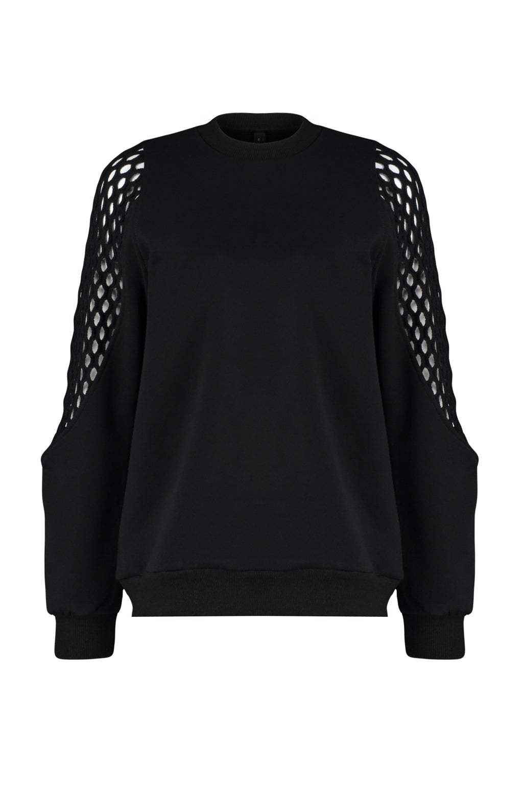 Siyah File Detaylı Kalın İçi Polarlı Regular/Normal Kalıp Örme Sweatshirt TWOAW24SW00134