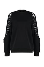 Siyah File Detaylı Kalın İçi Polarlı Regular/Normal Kalıp Örme Sweatshirt TWOAW24SW00134