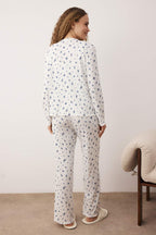 Beyaz Çok Renkli 3'lü Hırkalı Çiçekli Fitilli Örme Pijama Takımı THMAW26PT00179