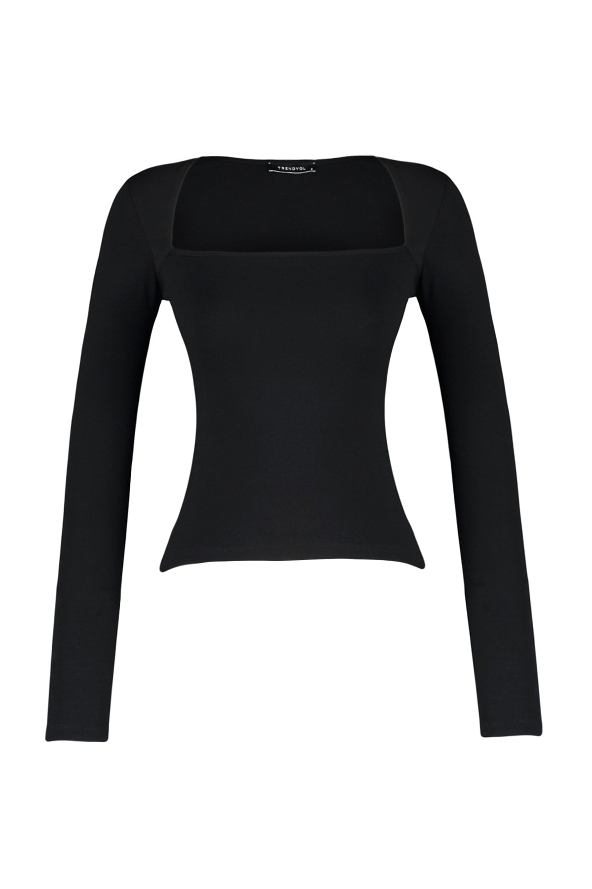Siyah Pamuklu Esnek Kare Yaka Fitted/Vücuda Oturan Esnek Bluz TWOAW24BZ00165