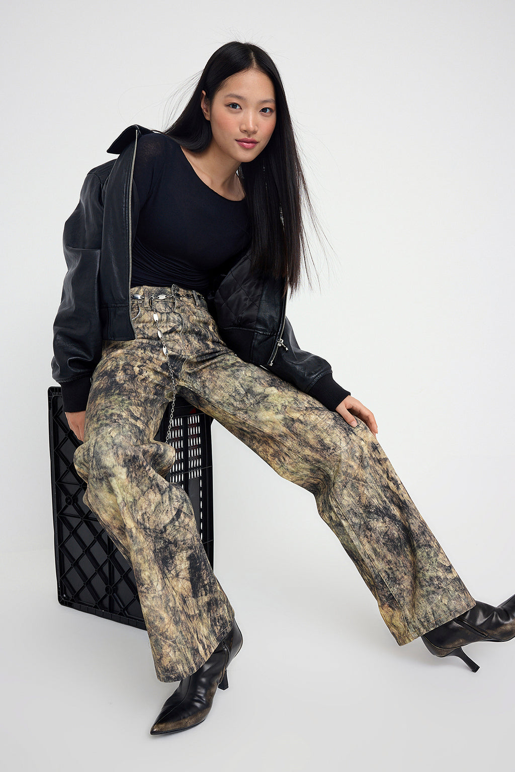 Teen Çok Renkli Desenli Yüksek Bel Wide Leg Jeans TWOAW26JE00152