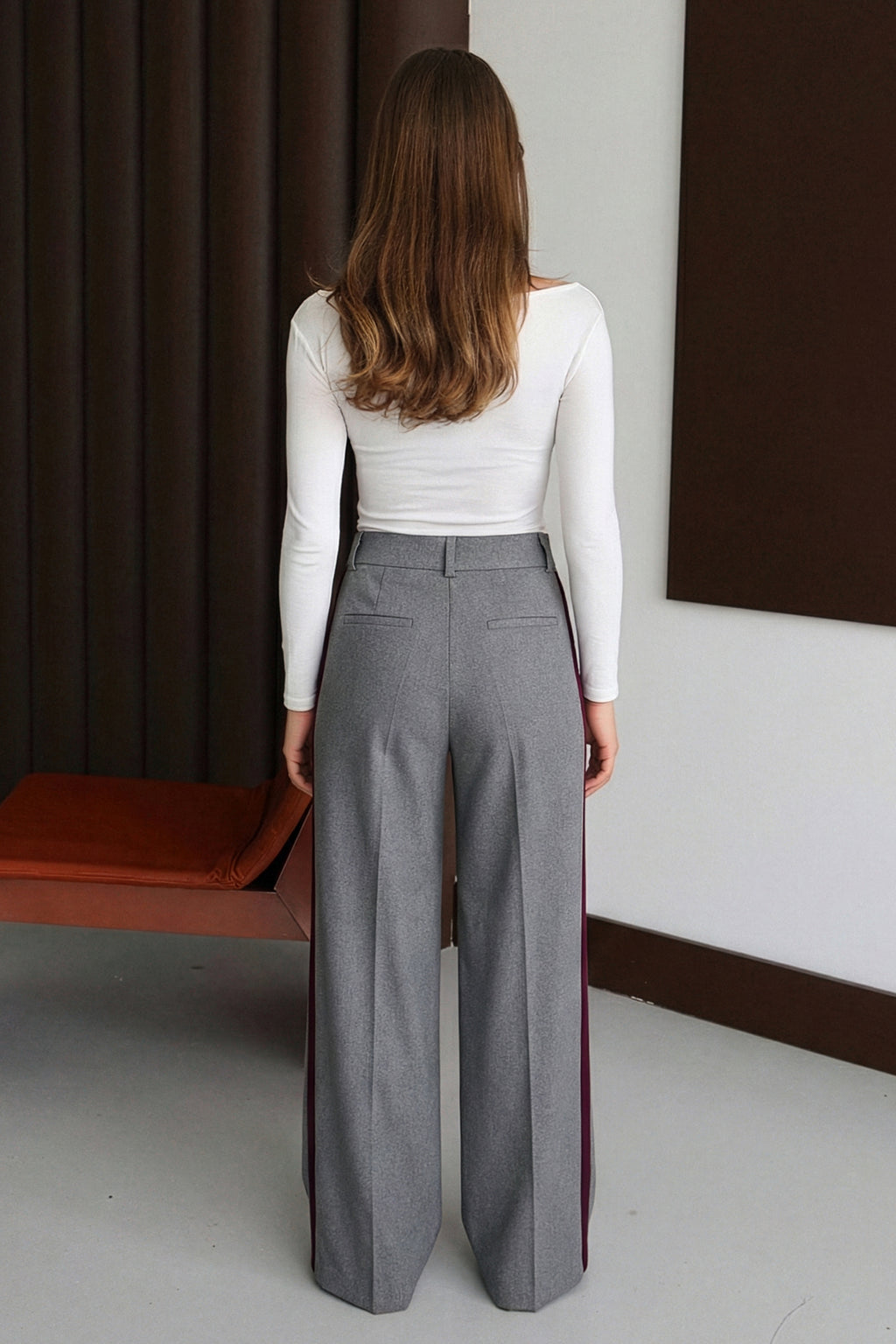 Trendyolmilla Kahverengi Bordo Çizgili Kalın Tuşeli/Kışlık Dokuma Pantolon TWOSS26PL00013