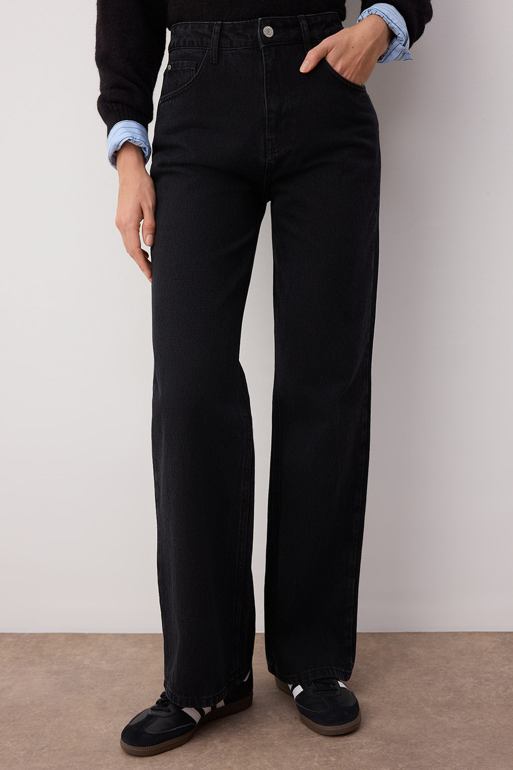 Trendyolmilla Mavi*002 Yüksek Bel Geniş Paça Wide Leg Smoke Jeans TWOAW24JE00075