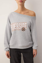Trendyolmilla Teen Antrasit Slogan Baskılı Açık Omuzlu Örme Sweatshirt TWOAW26SW00201