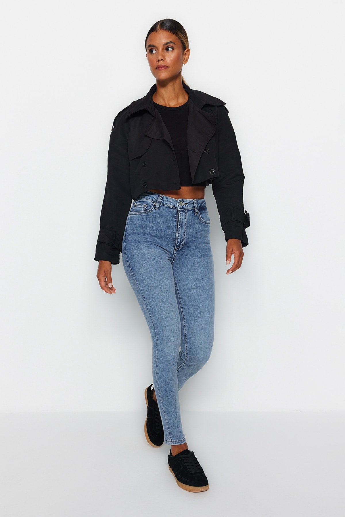 Trendyolmilla Açık Mavi Şekillendiren Etki Yüksek Bel Esnek Skinny Jeans TWOAW24JE00070 Secondary image
