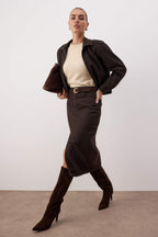 Kahverengi Denim Midi Etek TWOAW26ET00140