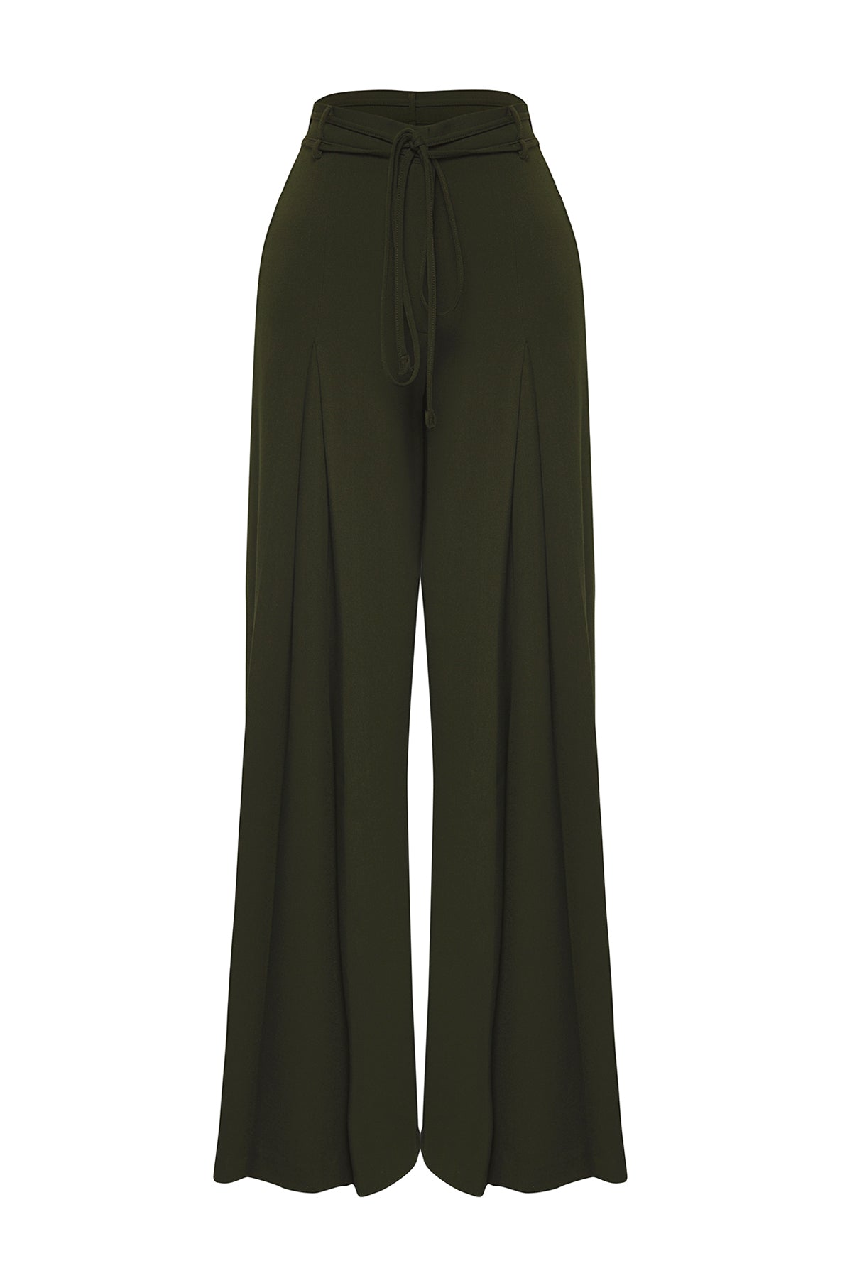 Limited Edition Haki Wide Leg Extra Geniş Paça Kuşaklı Dokuma Pantolon TWOSS25PL00082