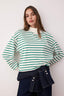 Trendyolmilla Zümrüt Yeşili Çizgili Oversize/Geniş Kalıp Örme Sweatshirt TWOAW26SW00102