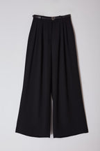 Trendyolmilla Siyah Kemerli Pilili Wide Leg/Extra Geniş Paça Dokuma Palazzo Pantolon TWOAW25PL00032