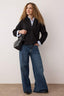 Trendyolmilla Siyah Kalın İçi Polarlı Yarım Pat Fermuarlı Oversize Kapüşonlu Örme Sweatshirt TWOAW26SW00060