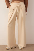 Trendyolmilla Taş Wide Leg Yumuşak Kumaşlı Pilili Esnek Örme Pantolon TWOAW26PL00138