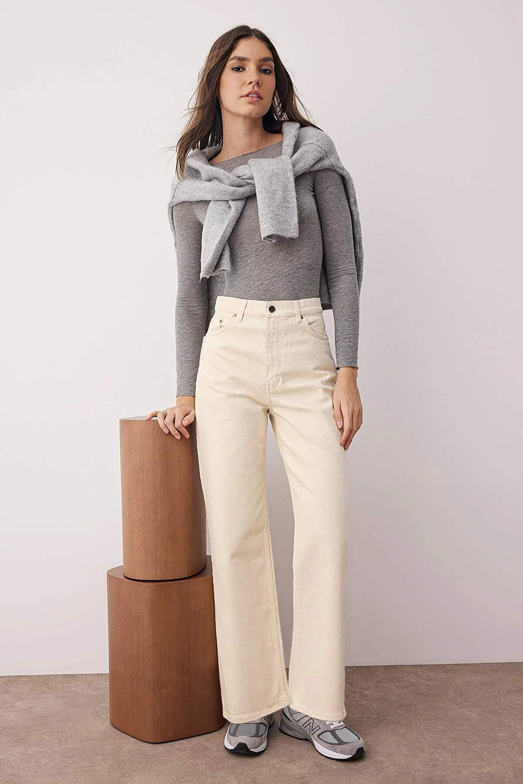 Trendyolmilla Vizon Yüksek Bel Bilek Boy Culotte %100 Pamuklu Jeans TWOAW26JE00190