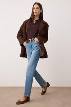 Mavi Yüksek Bel Comfort/Esnek Slim Fit Mom Jeans TWOAW26JE00229