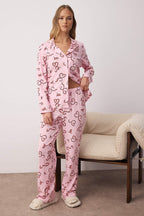 Trendyolmilla Pembe %100 Pamuklu Kalpli Gömlek Yaka Örme Pijama Takımı THMAW26PT00064