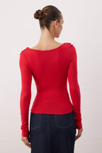 Trendyolmilla Siyah Fırfırlı Fitted/Vücuda Oturan Örme Bluz TWOAW26BZ00287