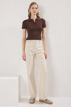 Trendyolmilla Taş Dikiş Detaylı Yüksek Bel Wide Leg Jeans TWOSS25JE00034