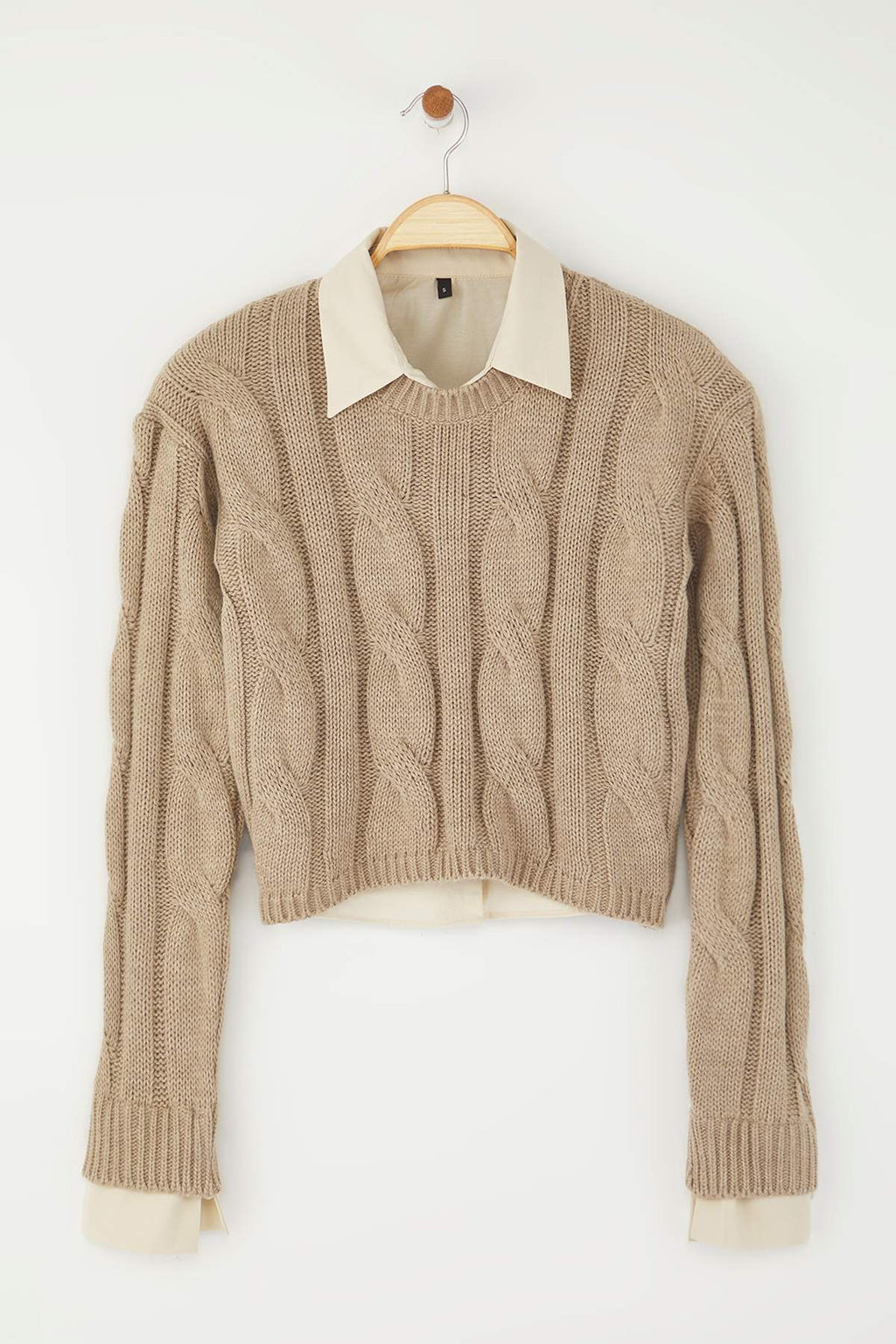 Trendyolmilla Teen Koyu Gri Gömlek Garnili Detaylı Crop Triko Kazak TWOAW26KZ00047
