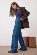 Trendyolmilla Yağ Yeşili Bel Detaylı Yüksek Bel Wide Leg Pantolon TWOAW25JE00039