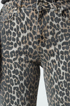 Trendyolmilla Çok Renkli Leopar Desenli Kahverengi Yüksek Bel Orta Esnek Wide Leg Jeans TWOAW25JE00309