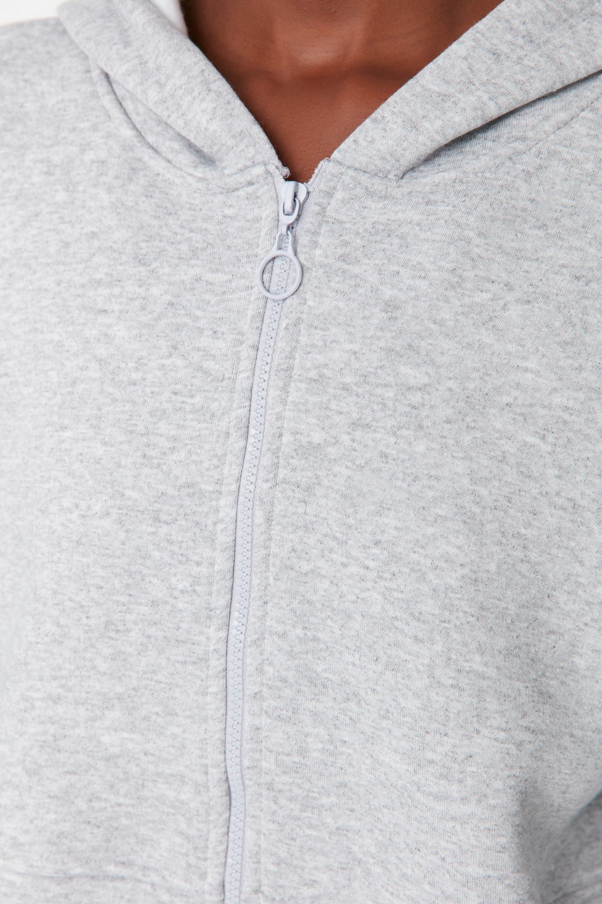 Trendyolmilla Açık Sarı Fermuarlı Kapüşonlu Rahat Kesim Crop Kalın İçi Polarlı Örme Sweatshirt TWOAW20SW0660
