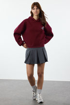 Trendyolmilla Mint Sırt Baskı Detaylı Kapüşonlu Kalın İçi Polarlı Örme Sweatshirt TWOAW22SW0711