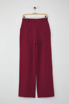Trendyolmilla Bordo Pilili Wide Leg/Geniş Paça  Pantolon TWOAW25PL00109