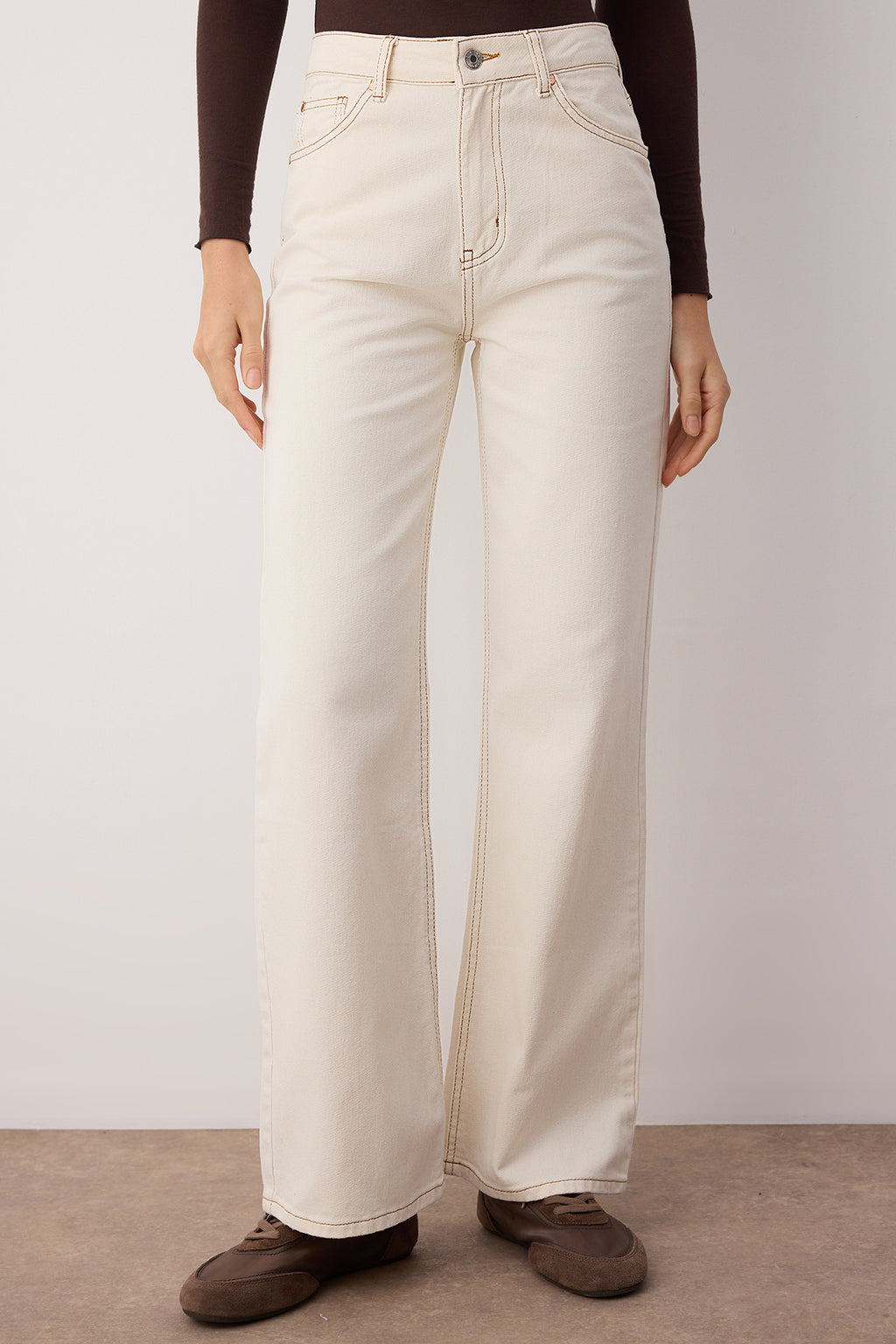 Trendyolmilla Kahverengi  Yüksek Bel Wide Leg Jeans TWOAW24JE00274