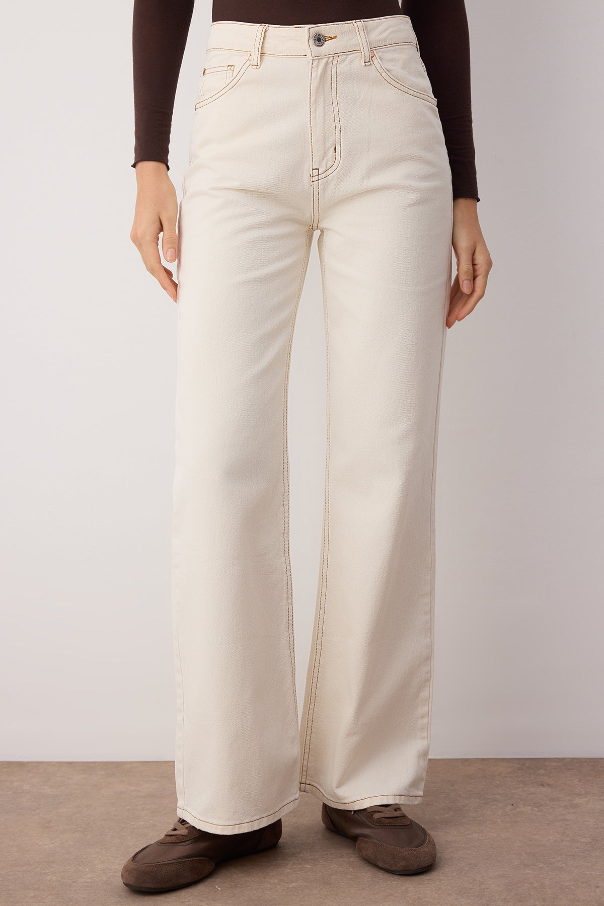Trendyolmilla Kahverengi  Yüksek Bel Wide Leg Jeans TWOAW24JE00274
