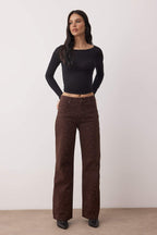 Trendyolmilla Kahverengi Taşlı Yüksek Bel Wide Leg Jeans TWOAW23JE00442