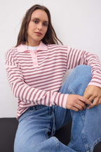 Trendyolmilla Wardrobe Essentials Yeşil Premium İplik/Özel İplikli Geniş Kalıp Çizgili Triko Kazak TWOAW26KZ00195