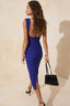 Trendyolmilla Saks Sırt Detaylı Midi Dokuma Elbise TWOSS26EL00136